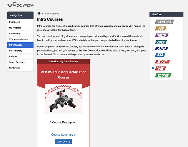 V5 Intro Course in PD+